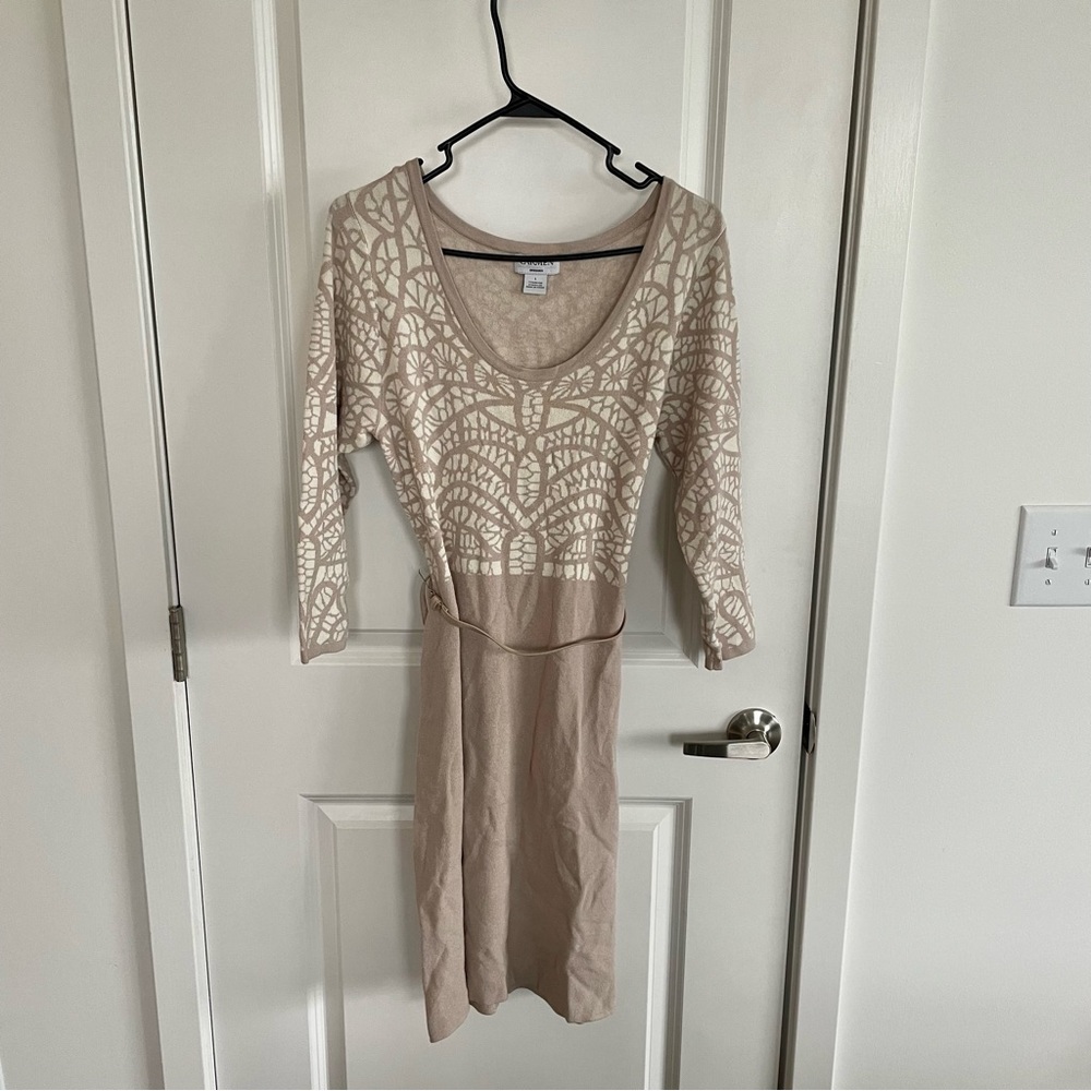 Tan and white Carmen dress